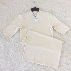 American Apparel Mockneck Short Sleeve Midi Dress